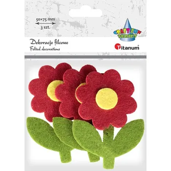 Filc. dekorace, KVĚTINA, mix barev, žlutá, červená, 50x75mm, 3ks/bal.