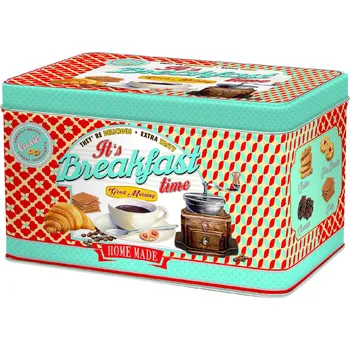 Dóza na potraviny Easy Life, Itálie Easy Life - Plechová dóza na sušenky Breakfast Time - 22*14*13 cm Barva: jako na obrázku, Velikost: 22x14x13