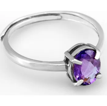 Prsten Stříbrný prsten (Ag 925/1000) s broušeným ametystem QA, vel. kamene cca 9 mm, malá velikost (AM5141R)
