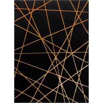 Koberec Kusový koberec Gloss 406C 86 geometric black/gold 80x150 cm