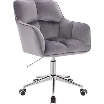 Otočné křeslo Moss velur na stříbrné podstavě s kolečky - tmavě šedé