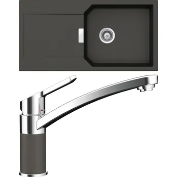 Granitový dřez Set Schock S18-5 (dřez Manhattan D-100L Asphalt + baterie SC-90 Asphalt)
