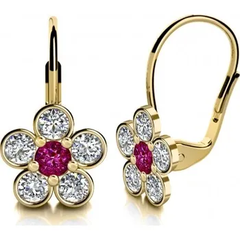 Náušnice Couple, Drobné květinové náušnice Briony II, žluté zlato se zirkony, 585-68-3-0331.0Z00.0.00.104.07