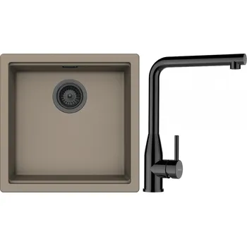 Granitový dřez Set Schock S27-15 (dřez Kiruna N-100 Twilight + baterie Keto Gunmetal + komponenty Gunmetal)
