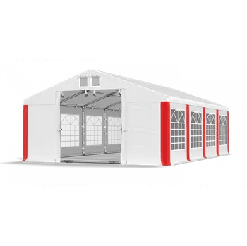 Zahradní stan Párty stan 6x40x2m střecha PVC 620g/m2 boky PVC 620g/m2 konstrukce LÉTO PLUS Bílá Bílá Červená