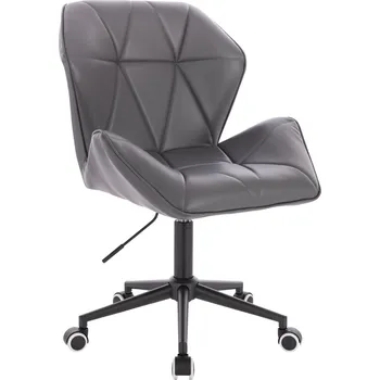 Kadeřnické křeslo ekokůže Horten XL na černé podstavě s kolečky - tmavě šedé