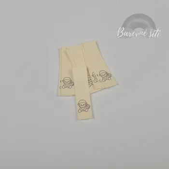 Štítek koženka, Opička ecru dlouhé DOWN (E) (Štítky na oblečení)