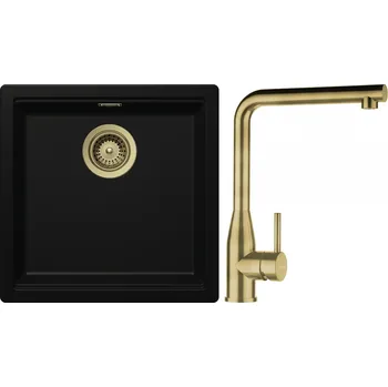 Granitový dřez Set Schock S27-13 (dřez Kiruna N-100 Night + baterie Keto White Gold + komponenty White Gold)