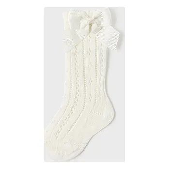 Dětská móda Dívčí podkolenky s mašlí Mayoral 10399 smetanové Rozměr: 12 měsíců, 80 cm