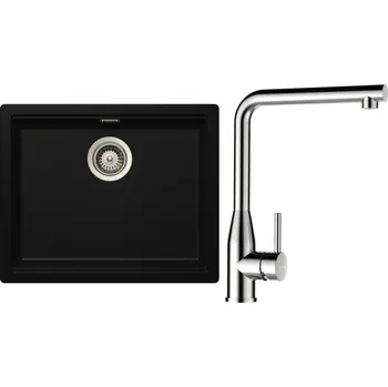 Granitový dřez Set Schock S28-12 (dřez Kiruna N-100L Night + baterie Keto Masivní nerezová ocel + komponenty Nerez)