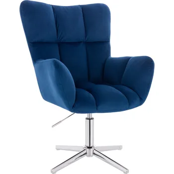 Křeslo Otočné křeslo Alta velur na stříbrném kříži - modré
