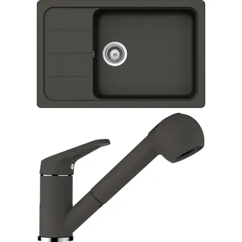 Granitový dřez Set Schock S24-2 (dřez Formhaus D-100LS Asphalt + baterie Cosmo.120 Asphalt)