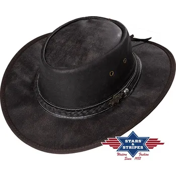 Klobouk Stars & Stripes Kožený westernový klobouk "BLAKE" Velikost: L