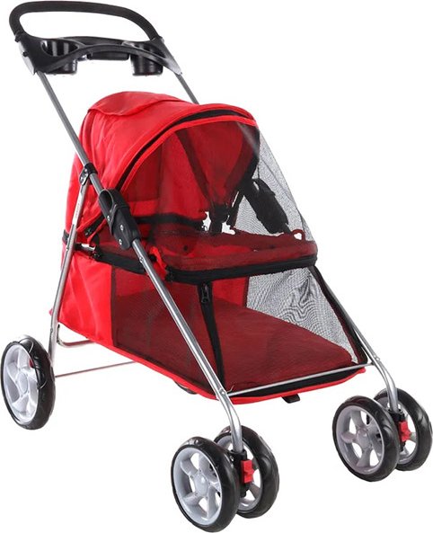 Kočárek pro psy a kočky FLAMINGO Buggy Red 89x37x87cm (do 15kg)