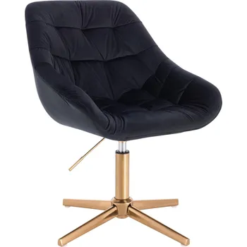 Otočné křeslo Oslo velur na zlatém kříži - černé