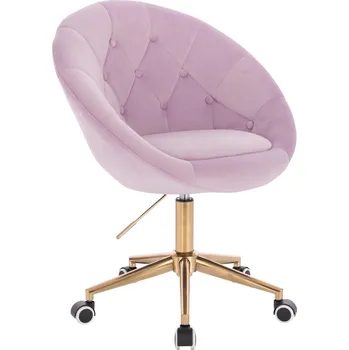 Otočné křeslo Cube velur na zlaté podstavě s kolečky - vřesové