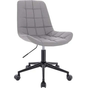 Kosmetické křeslo ekokůže Voss na černé podstavě s kolečky - šedé