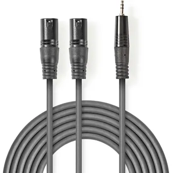 Audio kabel Nedis XLR stereo kabel 2x XLR 3pin zástrčka - 3.5mm zástrčka, 3 m (COTH15310GY30)