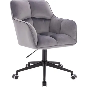 Otočné křeslo Moss velur na černé podstavě s kolečky - tmavě šedé