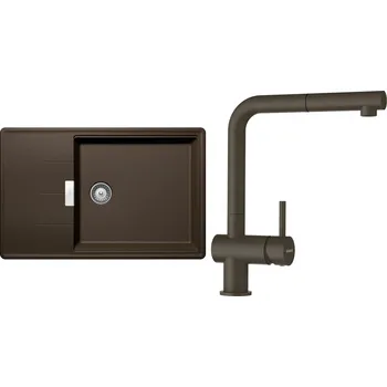 Granitový dřez Set Schock S14-2 (dřez Tia D-100LS Bronze + baterie Epos.120 Bronze)