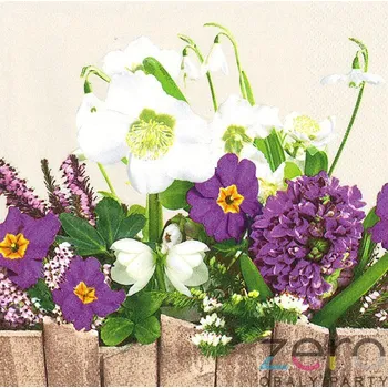 Papírový ubrousek Ubrousky 'Maki' 33x33 cm 3N (20 ks) - jaro v truhlíku