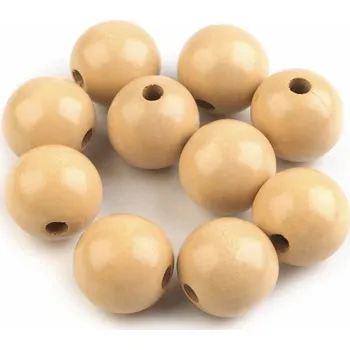 Dětské navlékací korálky Dřevěný korálek lakovaný Ø22-25 mm - buk