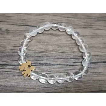 Náramek Náramek Křišťál EXTRA 8mm pár (Korálkové náramky z minerálů - Křišťál EXTRA 8mm pár CCE 52, s korálkem z nerezové oceli 304. Náramek je navlečen na elastické gumičce.)