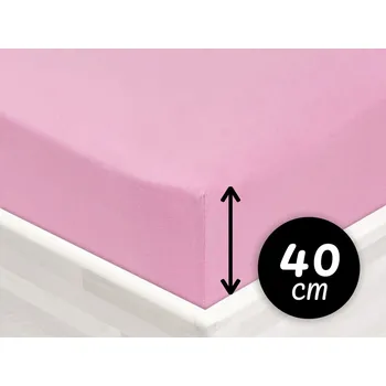 Prostěradlo Jersey napínací prostěradlo na extra vysokou matraci JR-008 Růžová lila 140 x 200 - výška 40 cm