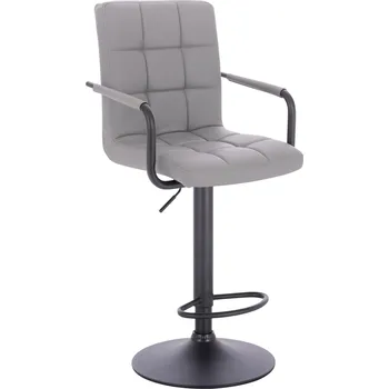 Barová židle Barová židle ekokůže Bergen světle šedá základna černá
