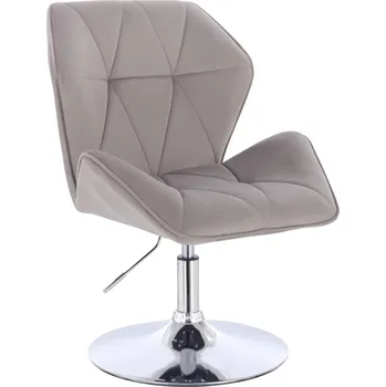 Otočné křeslo velur Horten XL na stříbrném talíři - šedé