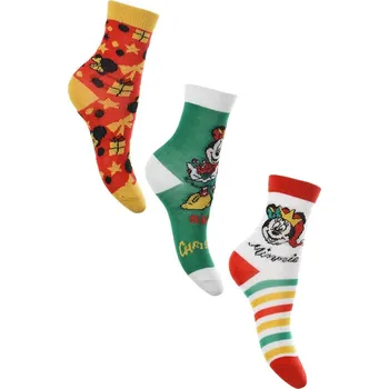 Trojbalení ponožek Minnie a Mickey - červená/zelená/bílá Velikost: 31/34