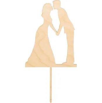 Party dekorace Dřevěný svatební zápich do dortu 27,5x14 cm