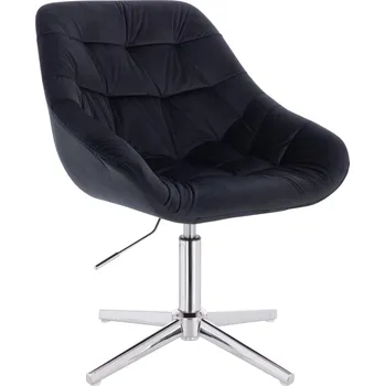 Otočné křeslo Oslo velur na stříbrném kříži - černé