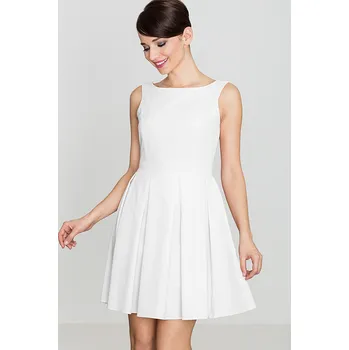 Dámské šaty šaty se širokými záhyby K128 Barva: Smetanová, Velikost: S