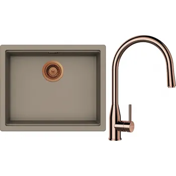 Granitový dřez Set Schock S28-9 (dřez Kiruna N-100L Twilight + baterie Kavus.120 Měď + komponenty Měď)