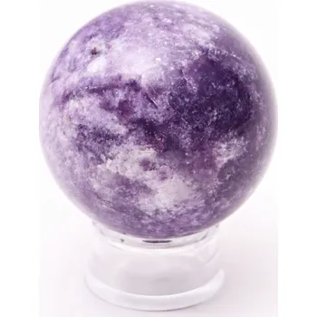 Drahý kámen Magieprirody.cz Lepidolit koule 53 mm 210g přírodní kámen Lepidolit + dřevěný podstavec #C552