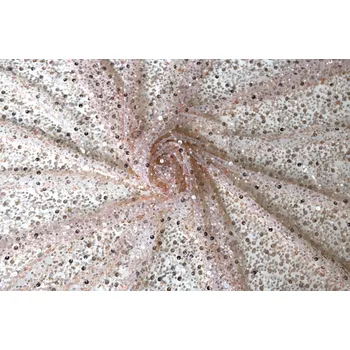 Tyl s korálky a flitry, rose gold