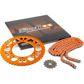 Řetězová sada 14x53 - 420 Stage6 alu CNC oranžová Aprilia SX 50