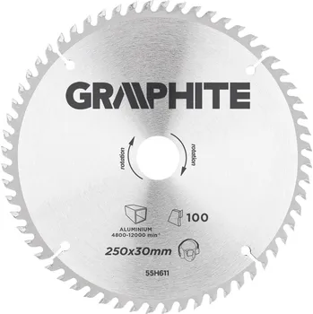 Pilový kotouč Graphite Pilový kotouč, monolitní karbid, 250 x 30 mm, 100 zubů