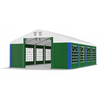 Zahradní stan Párty stan 4x30x2m střecha PVC 560g/m2 boky PVC 500g/m2 konstrukce ZIMA PLUS Bílá Zelená Modrá