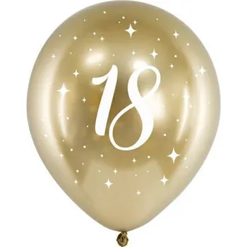 PartyDeco Glossy balon zlatý k 18.narozeninám 30cm