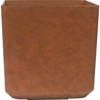 Květináč Venkovní plastový květník hnědý kostka 28x28x28 (Venkovní plastový květináč s imitací kamene)