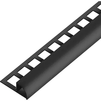 Stavební profil SP15/1 ukončovací lišta C, čtvrtoblouk, s vymezovačem, ACARA, PVC černá, 8 mm, 2,5 m