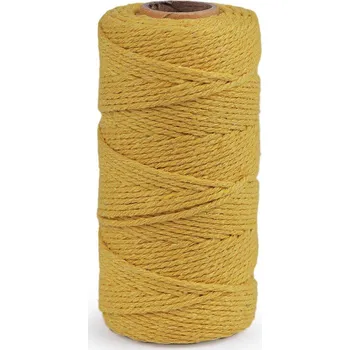 Galanterie Bavlněná příze macrame / háčkovací, rozčesávací, barva 2 hořčicová