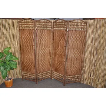 Paravan provázkový čtyřdílný Světle hnědá