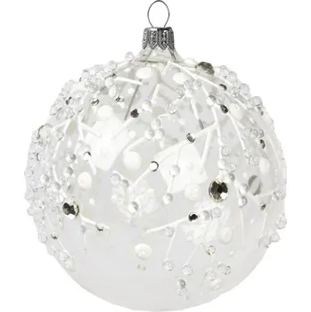 Skleněná baňka čirá s dekorem mrazivých kapek