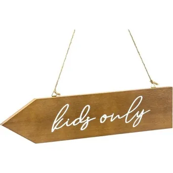 Party dekorace PartyDeco Směrovka a ukazatel na párty - dřevěný "Kids only"