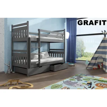 Postel Nabytek-dreveny.cz Patrová postel Adam NEW 90x200 cm masiv Barva postele: Ořech