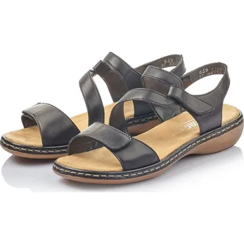 Dámské sandále Dámské kožené sandálky 659C7-00 Rieker černá Barva: schwarz, Velikost: 39