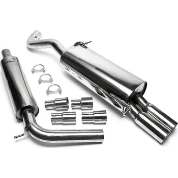 Tlumič výfuku TA Technix sportovní nerezový catback výfuk VW Polo (9N, 02-09), 2x 76 mm rovná nerezová koncovka s pertlem